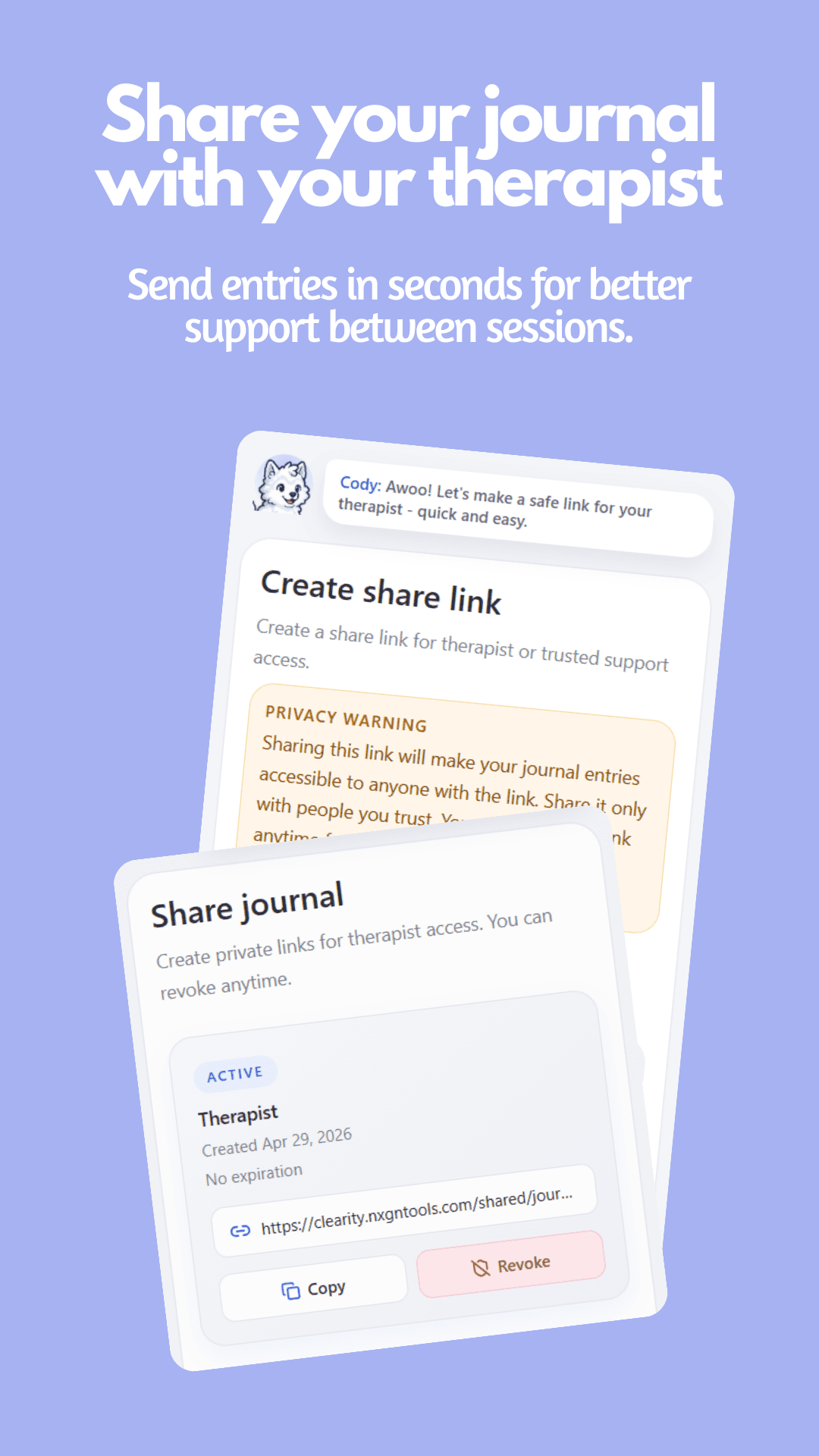 Share your journal with your therapist